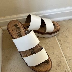 Sam Edelman last season white slip on all leather sandal size 7 . Hardly worn!